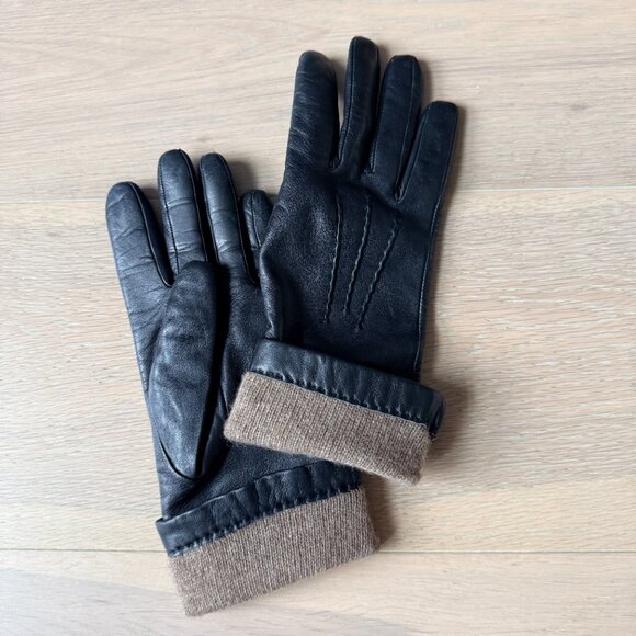 COACH Black 100% Leather Gloves Cashmere Lined Size 7 Gorgeous Vintage - Picture 2 of 11
